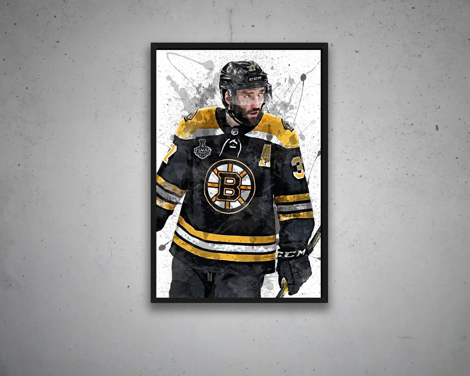 Patrice Bergeron Splash Effect Canvas Art 