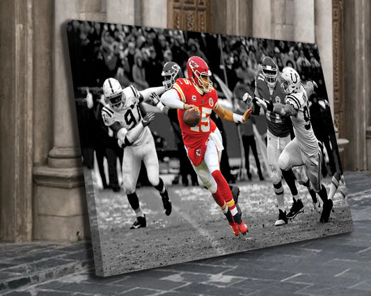 Patrick Mahomes Black & White Canvas Art 