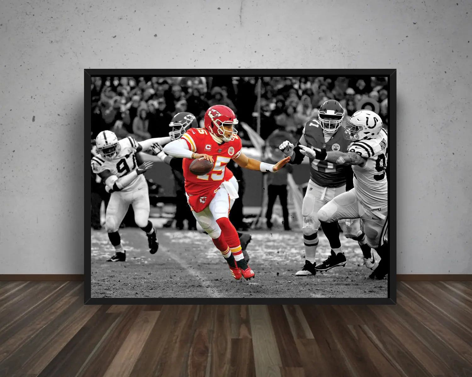 Patrick Mahomes Black & White Canvas Art 