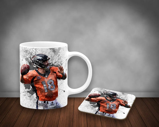Peyton Manning Splash Effect Mug and Coaster