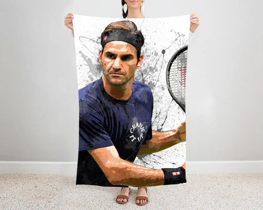 Roger Federer Splash Effect Fleece Blanket