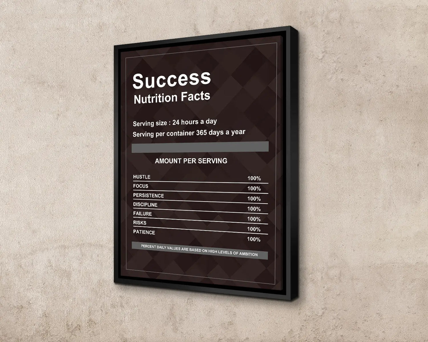 Success Nutrition Facts Canvas Wall Art 