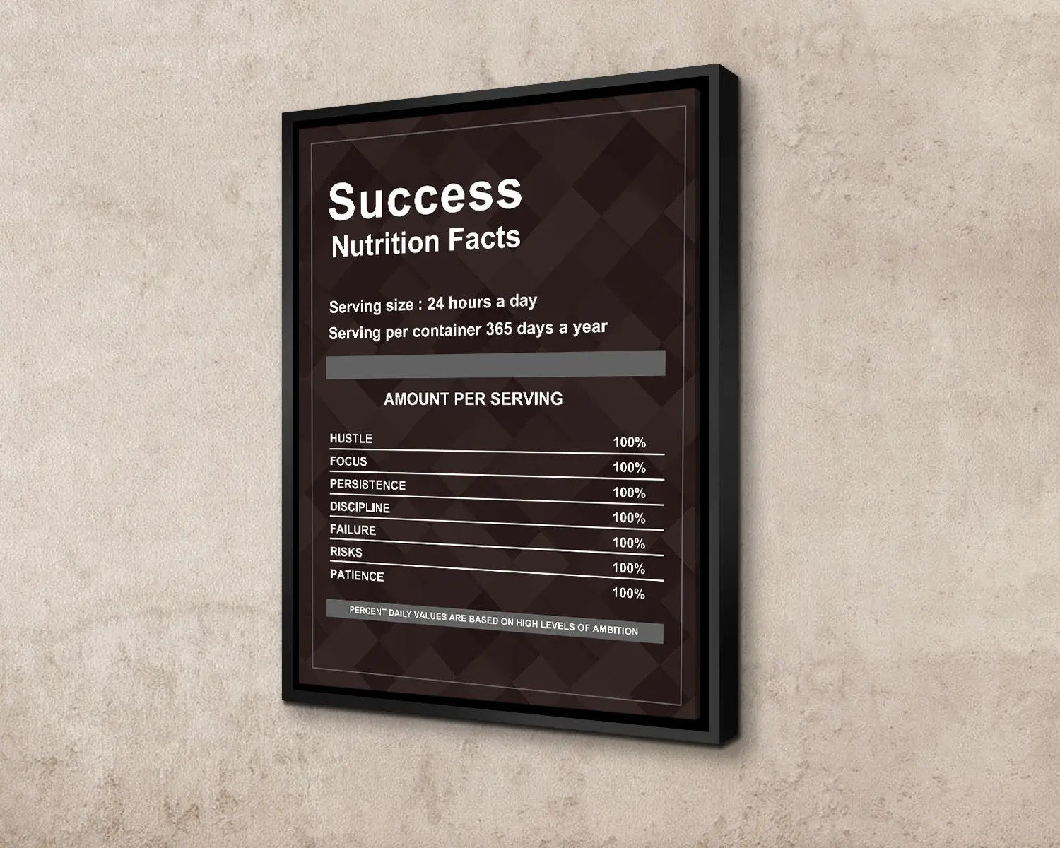 Success Nutrition Facts Canvas Wall Art 