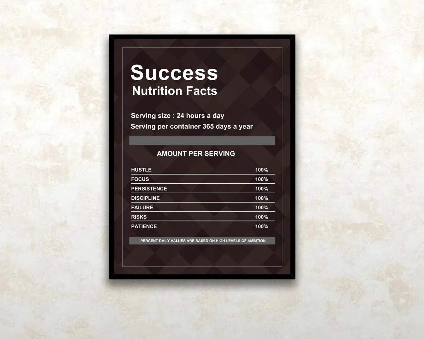 Success Nutrition Facts Canvas Wall Art 