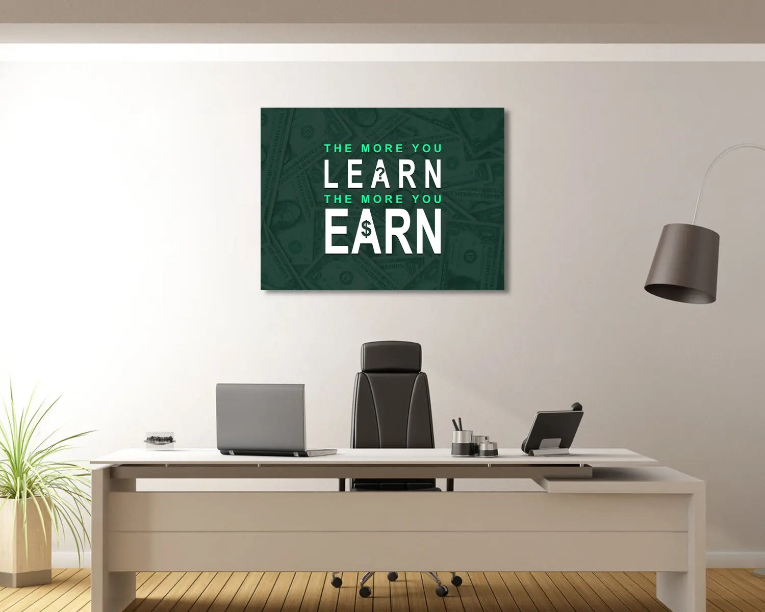 The more you learn the more you earn Canvas Wall Art 
