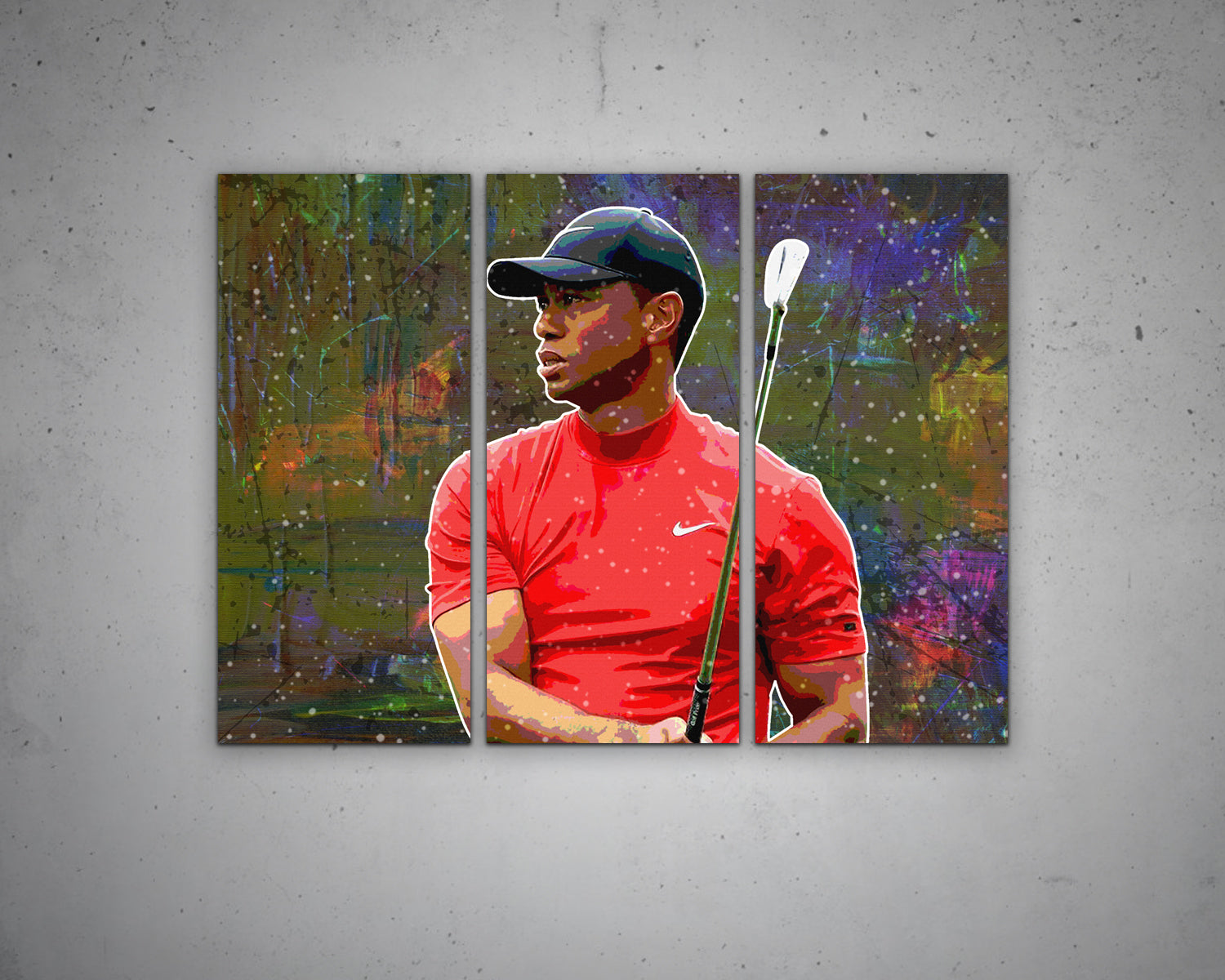 Tiger Woods Multicolour Wall Art 