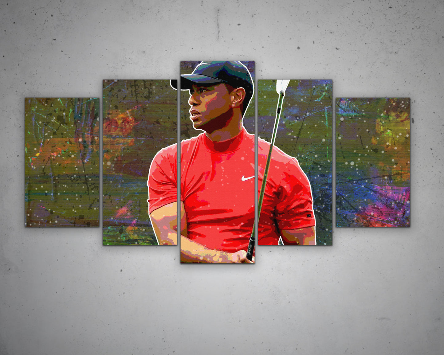 Tiger Woods Multicolour Wall Art 