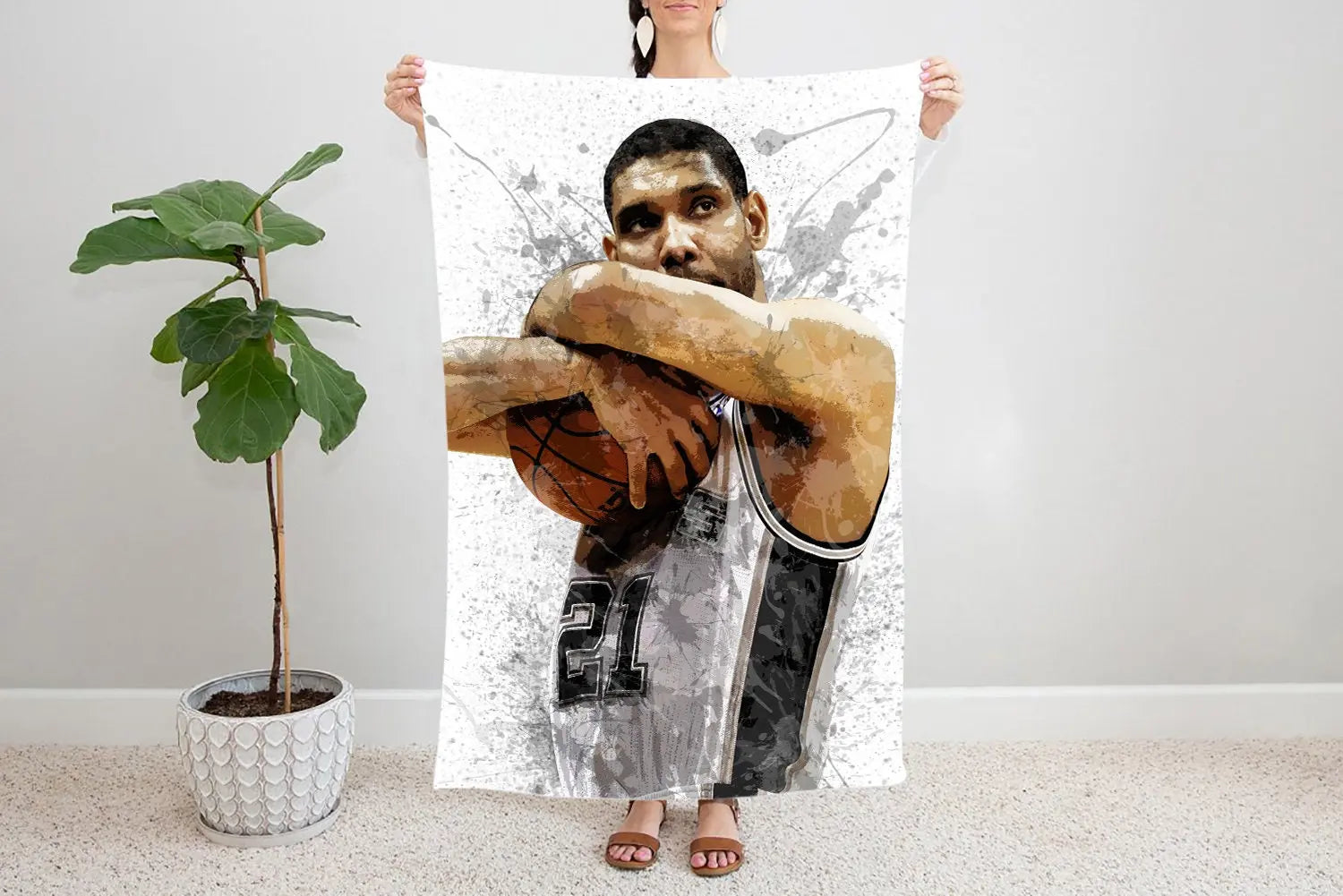 Tim Duncan Splash Effect Fleece Blanket 