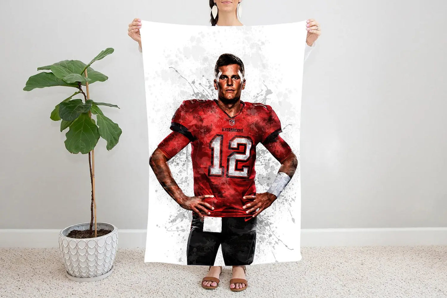 Tom Brady Splash Effect Fleece Blanket Brady12 Goat 