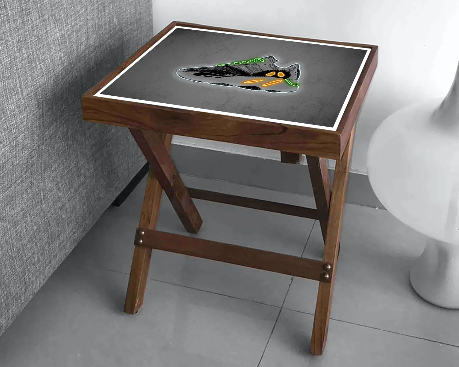 Yeezy Wave Runner Shoes Neon Effect Coffee and Laptop Table 