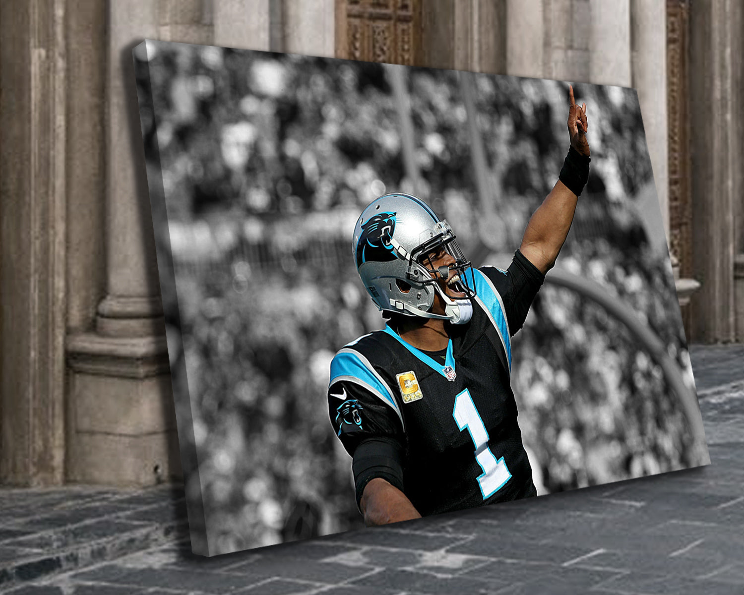 Cam Newton Black & White Canvas Art 