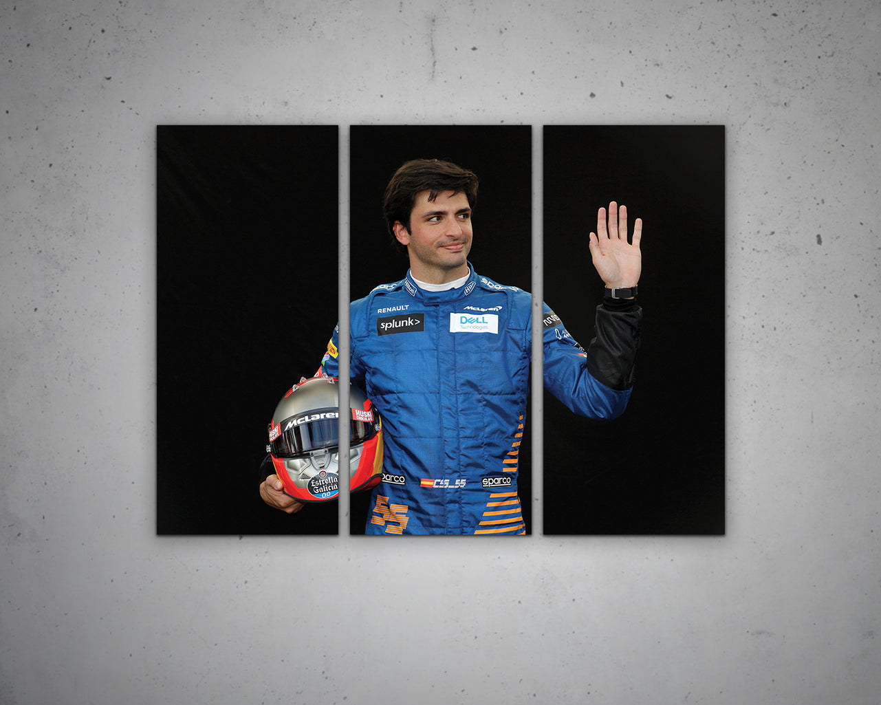Carlos Sainz Jr. Black & White Canvas Art
