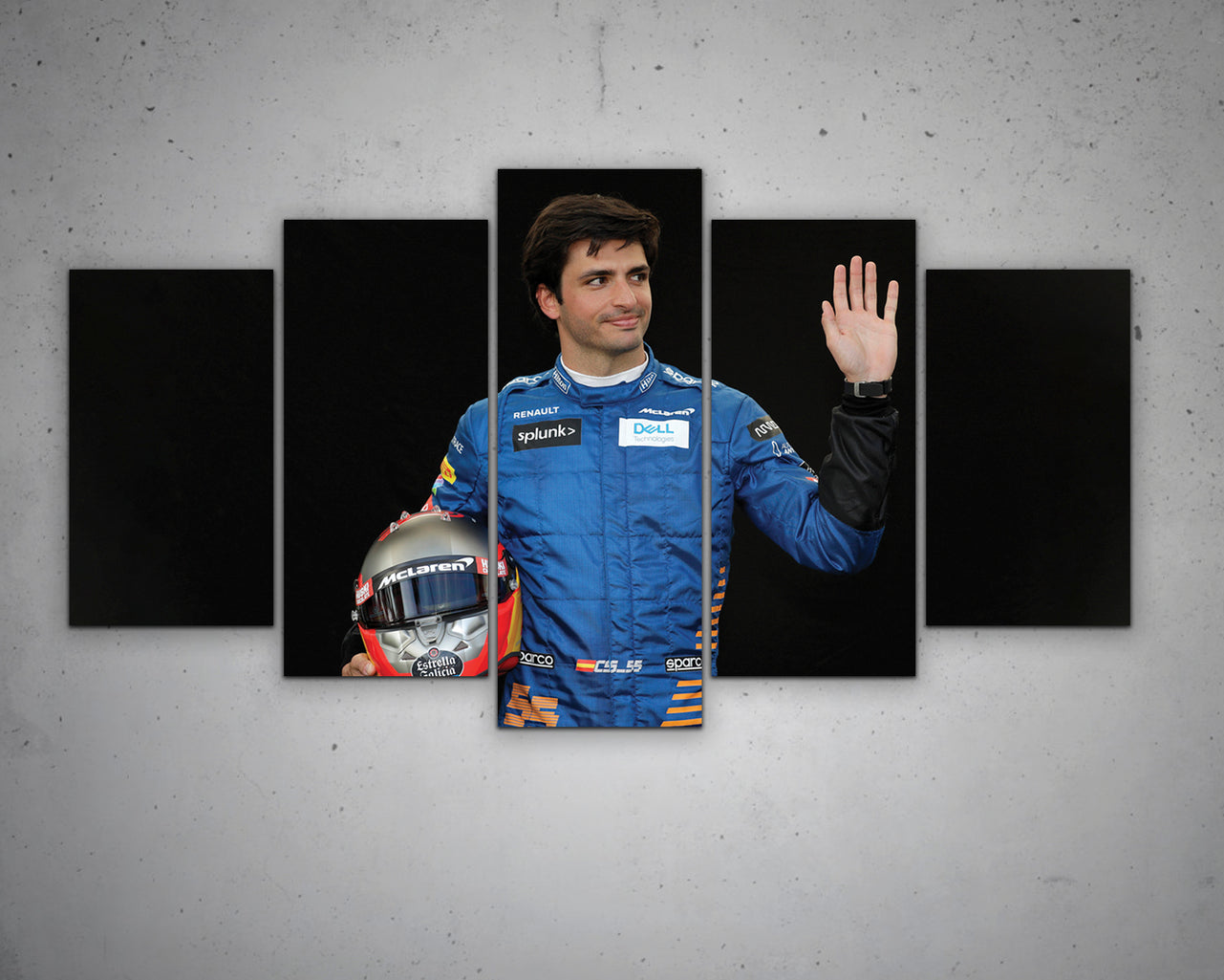 Carlos Sainz Jr. Black & White Canvas Art