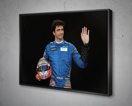 Carlos Sainz Jr. Black & White Canvas Art