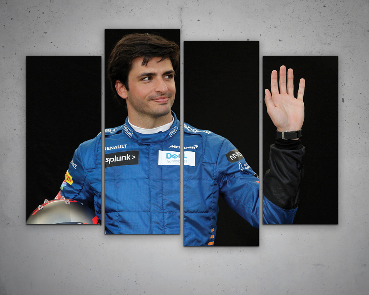Carlos Sainz Jr. Black & White Canvas Art