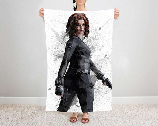 Black Widow Splash Effect Fleece Blanket