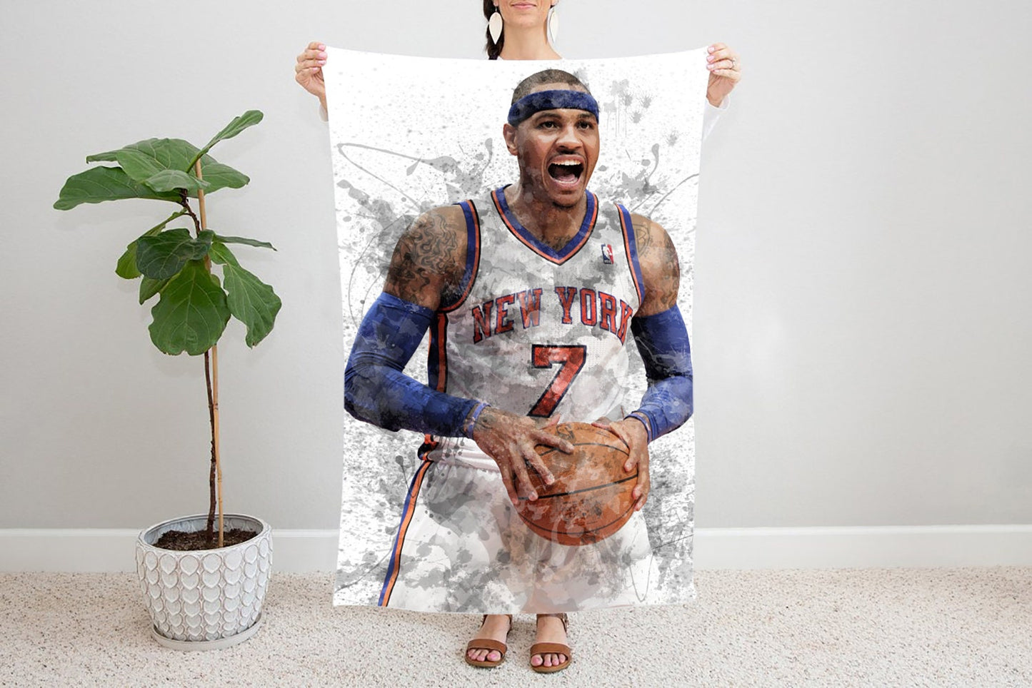 Carmelo Anthony Splash Effect Fleece Blanket 