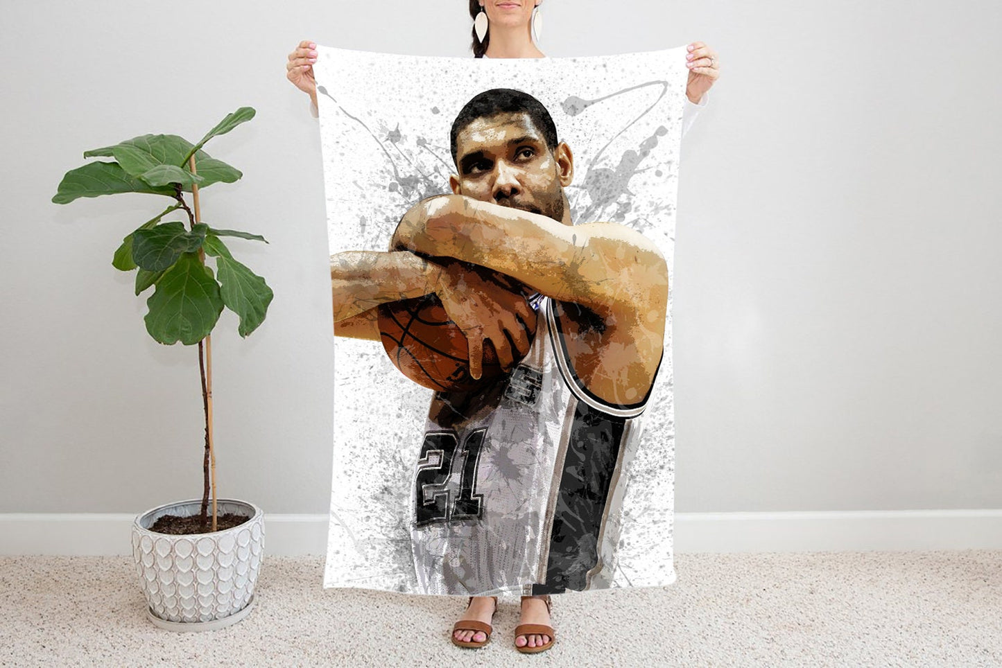 Tim Duncan Splash Effect Fleece Blanket 