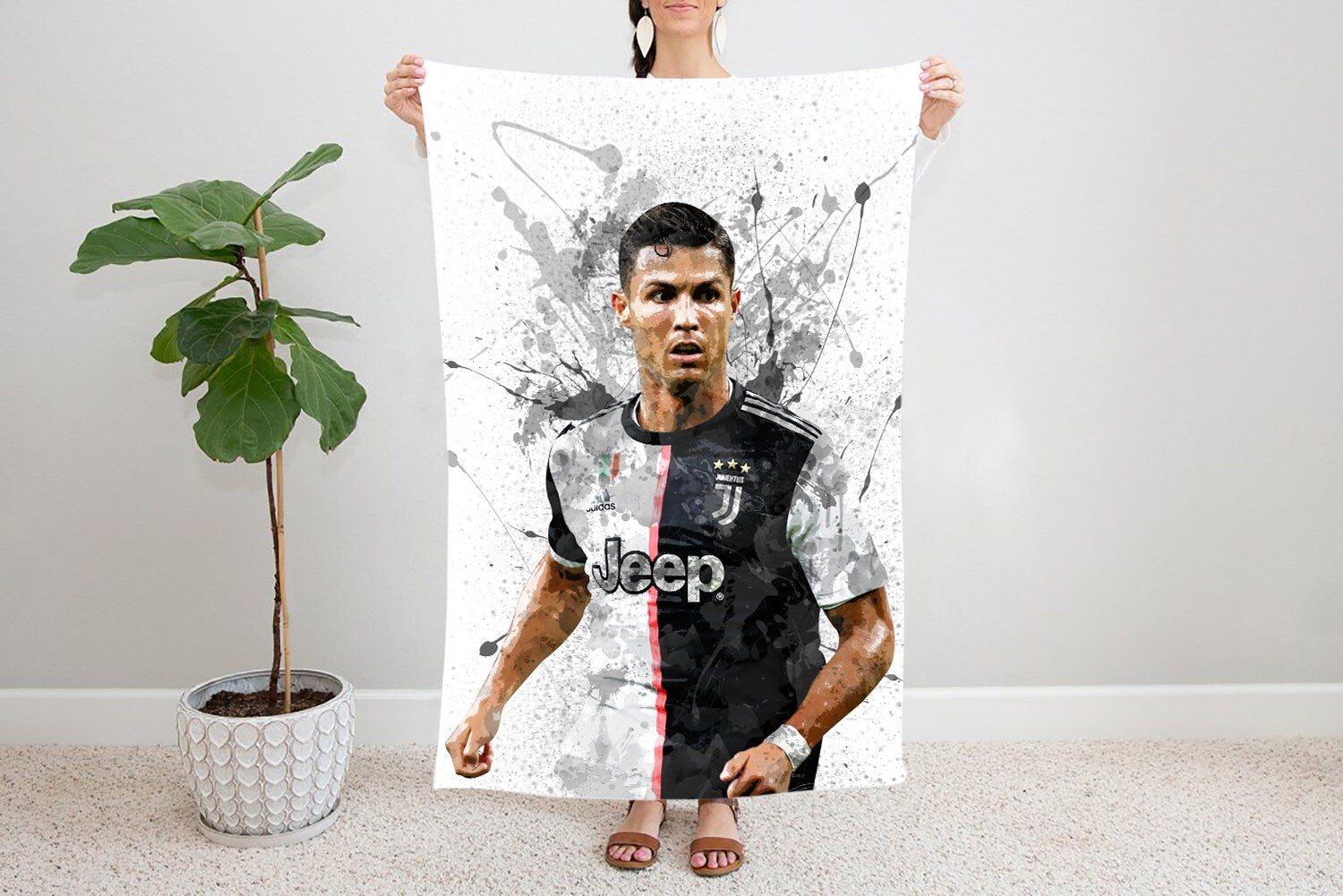 Cristiano Ronaldo Splash Effect Fleece Blanket 