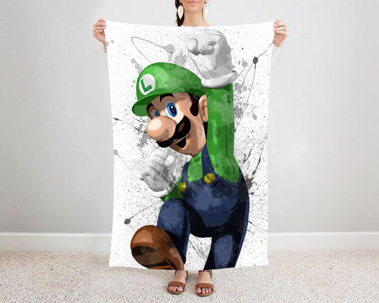 Luigi Splash Effect Fleece Blanket
