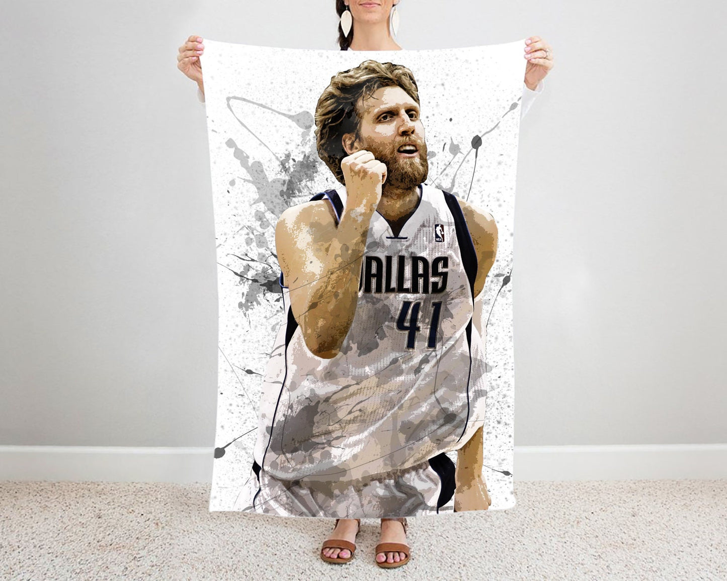 Dirk Nowitzki Splash Effect Fleece Blanket Style 2 