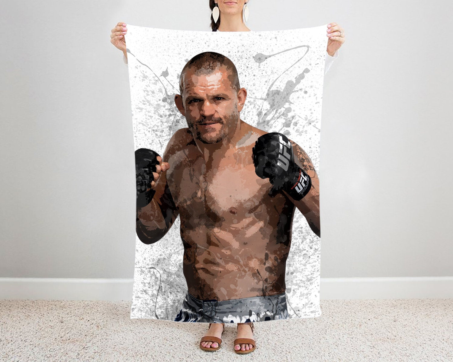 Chuck Liddell Splash Effect Fleece Blanket Style 1 