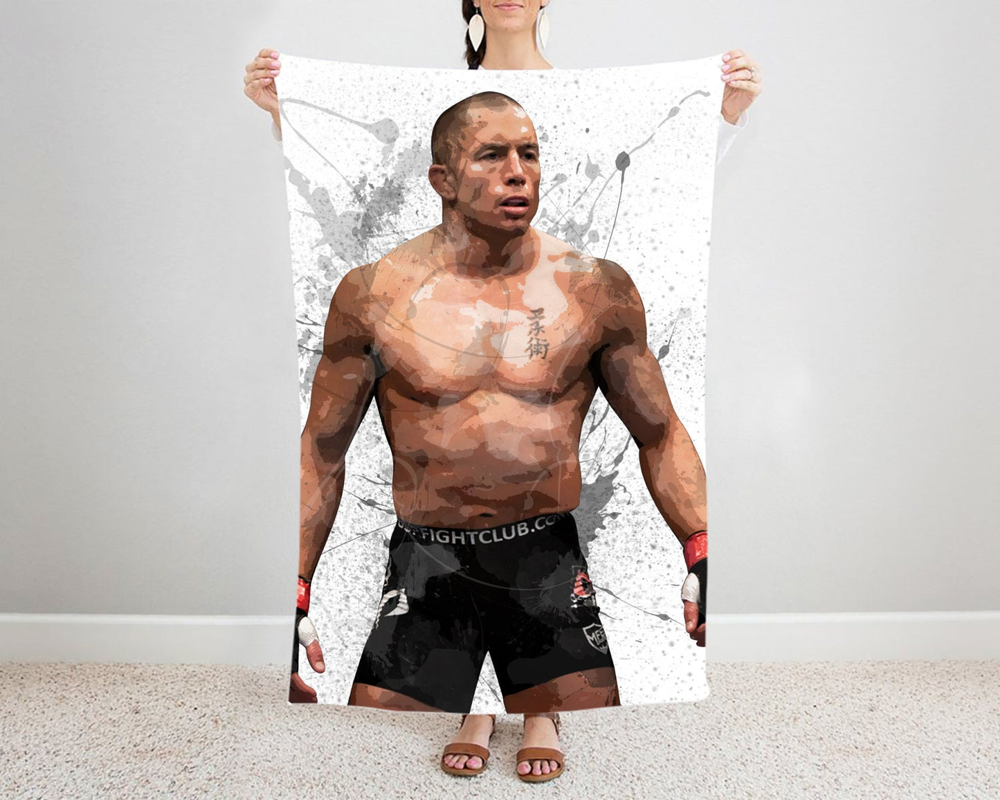 Georges St-Pierre Splash Effect Fleece Blanket Style 1 