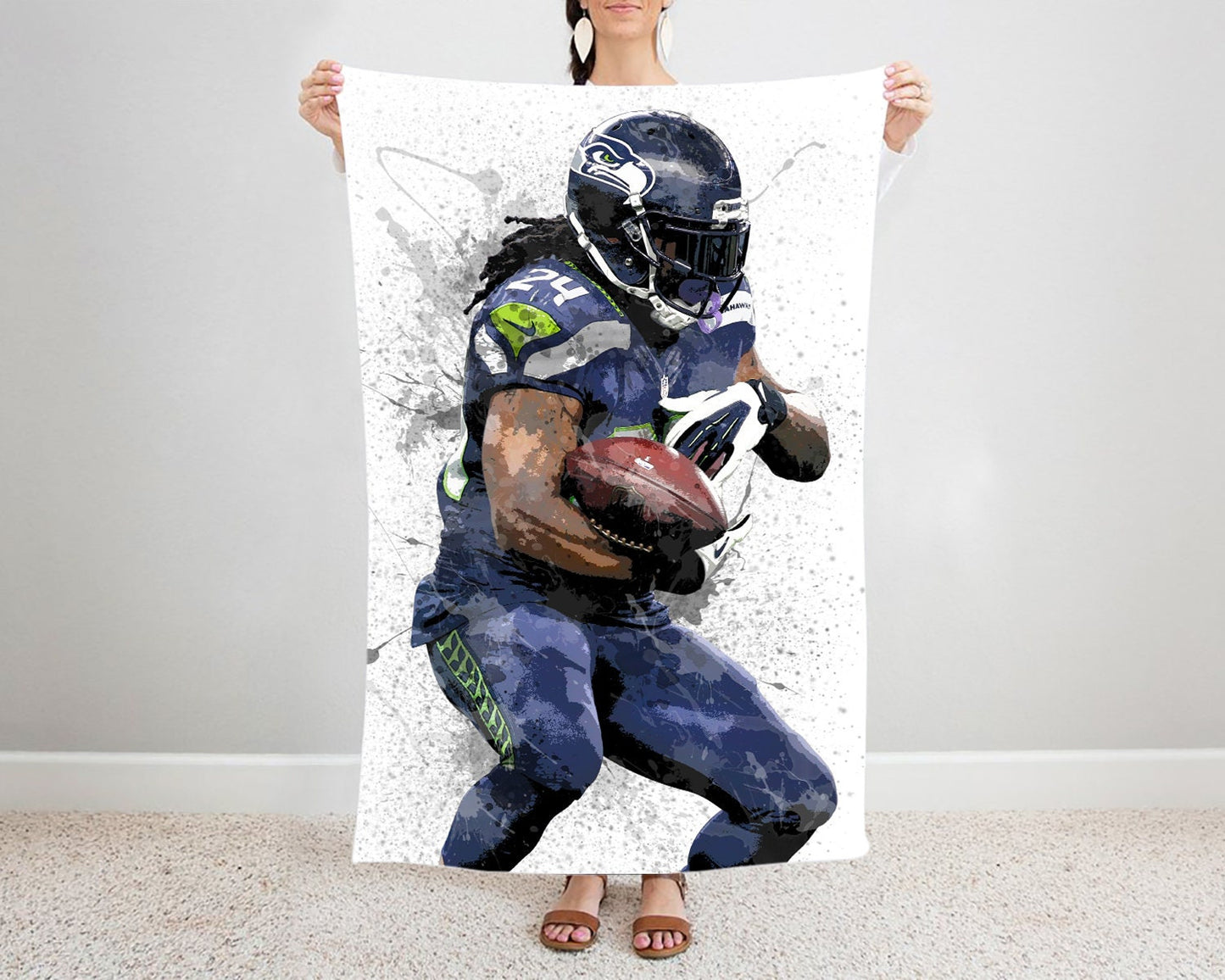 Marshawn Lynch Splash Effect Fleece Blanket 