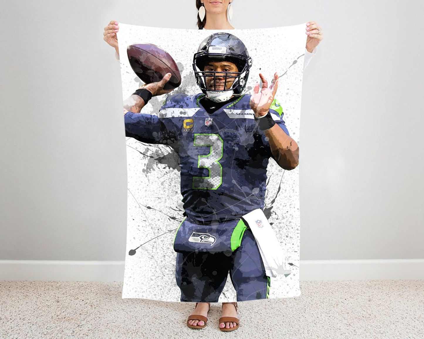 Russell Wilson Splash Effect Fleece Blanket 