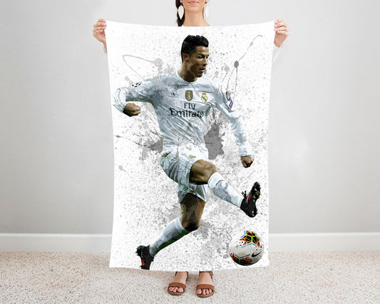 Cristiano Ronaldo Splash Effect Fleece Blanket Style 1