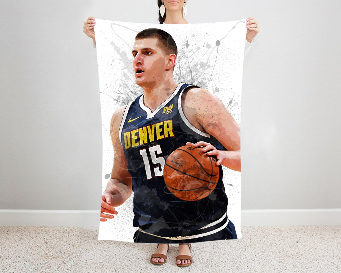 Nikola Jokić Splash Effect Fleece Blanket 