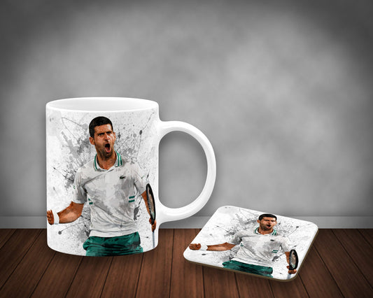 Novak Djokovic Splash Effect Mug and Coaster 
