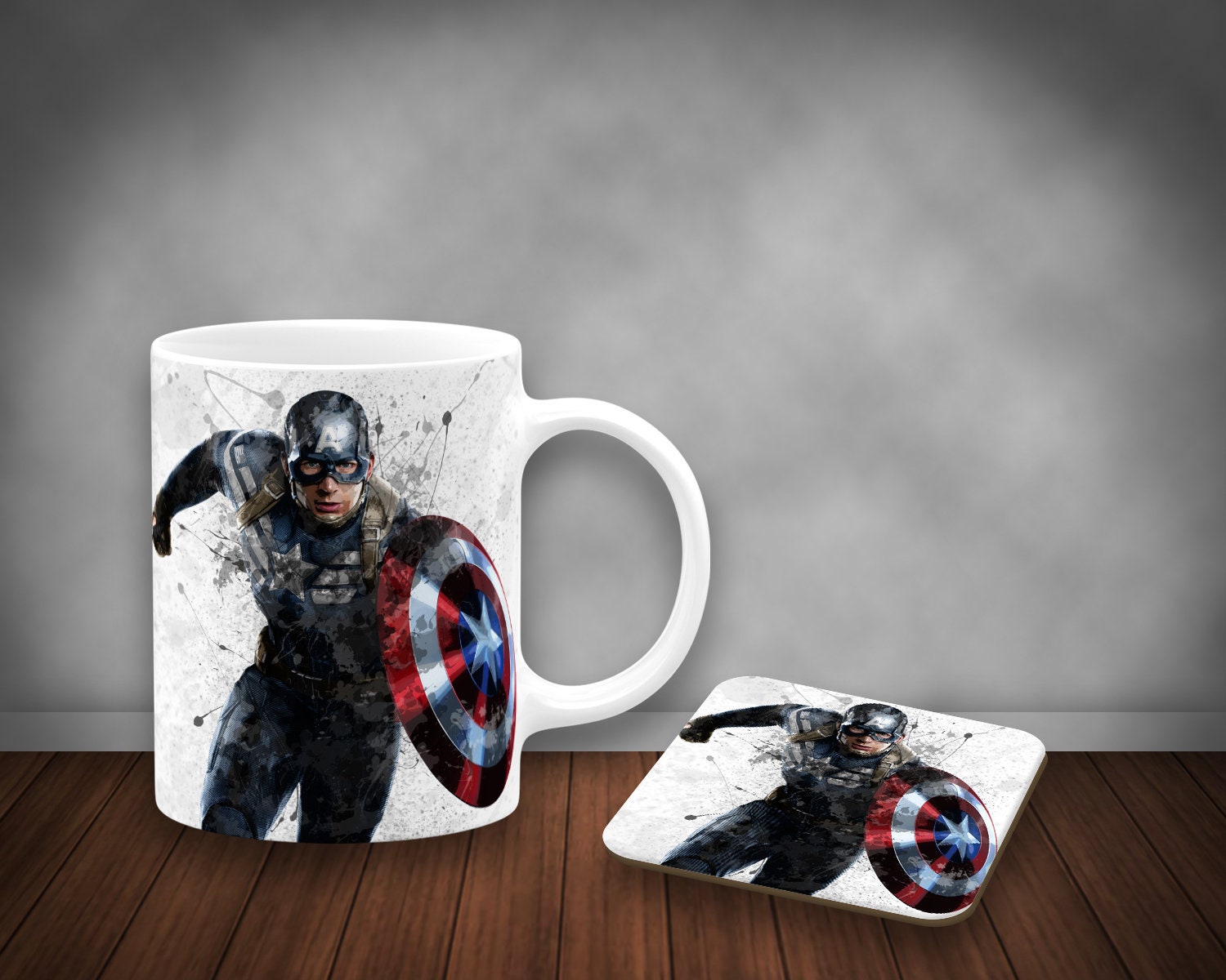 Captain America Splash Effect Mug and Coaster 