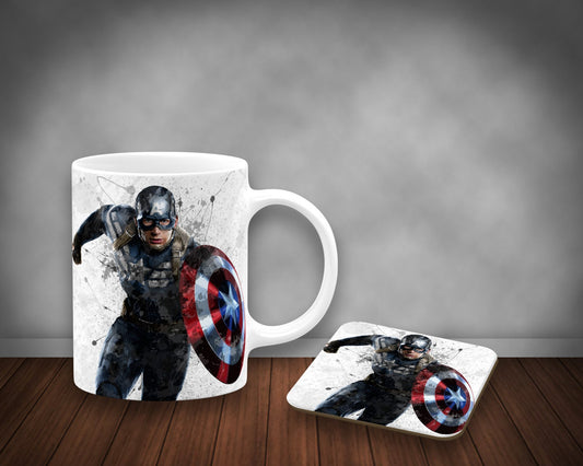Captain America Splash Effect Mug and Coaster