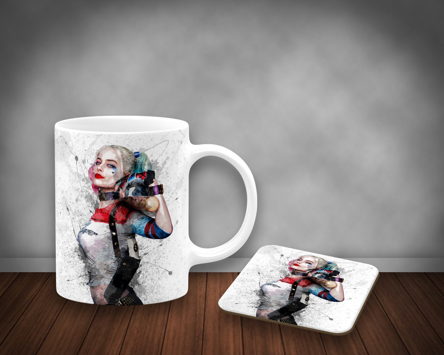 Harley Quinn Splash Effect Mug and Coaster 