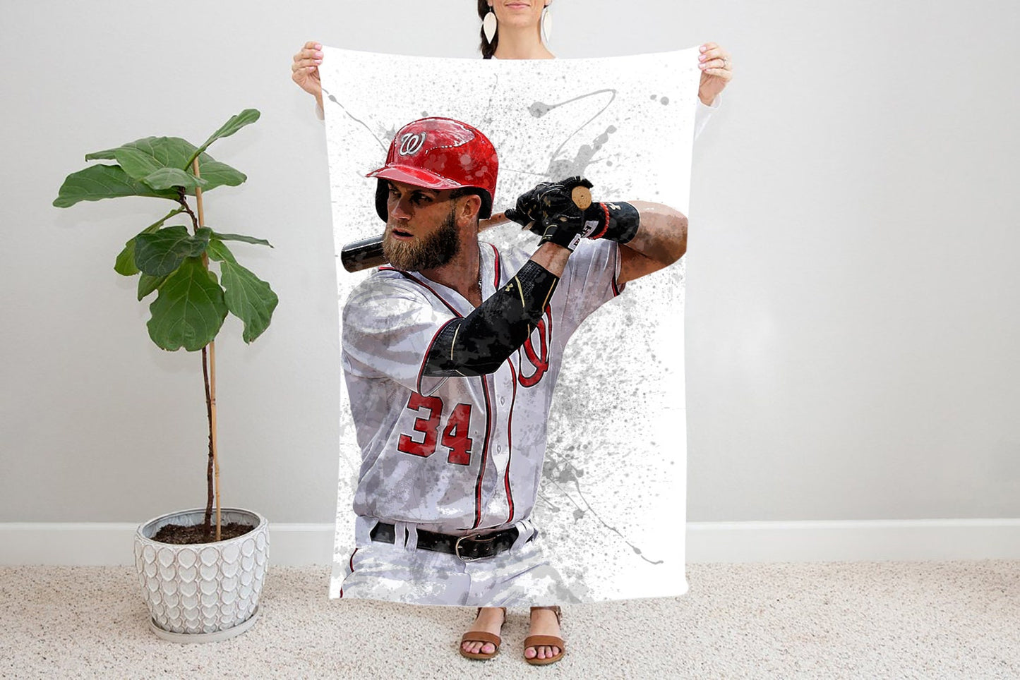 Bryce Harper Splash Effect Fleece Blanket 