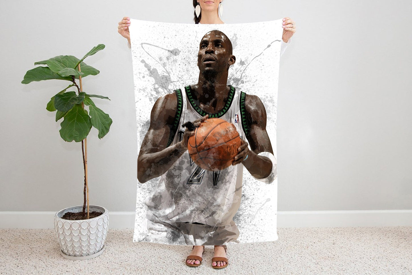 Kevin Garnett Splash Effect Fleece Blanket 