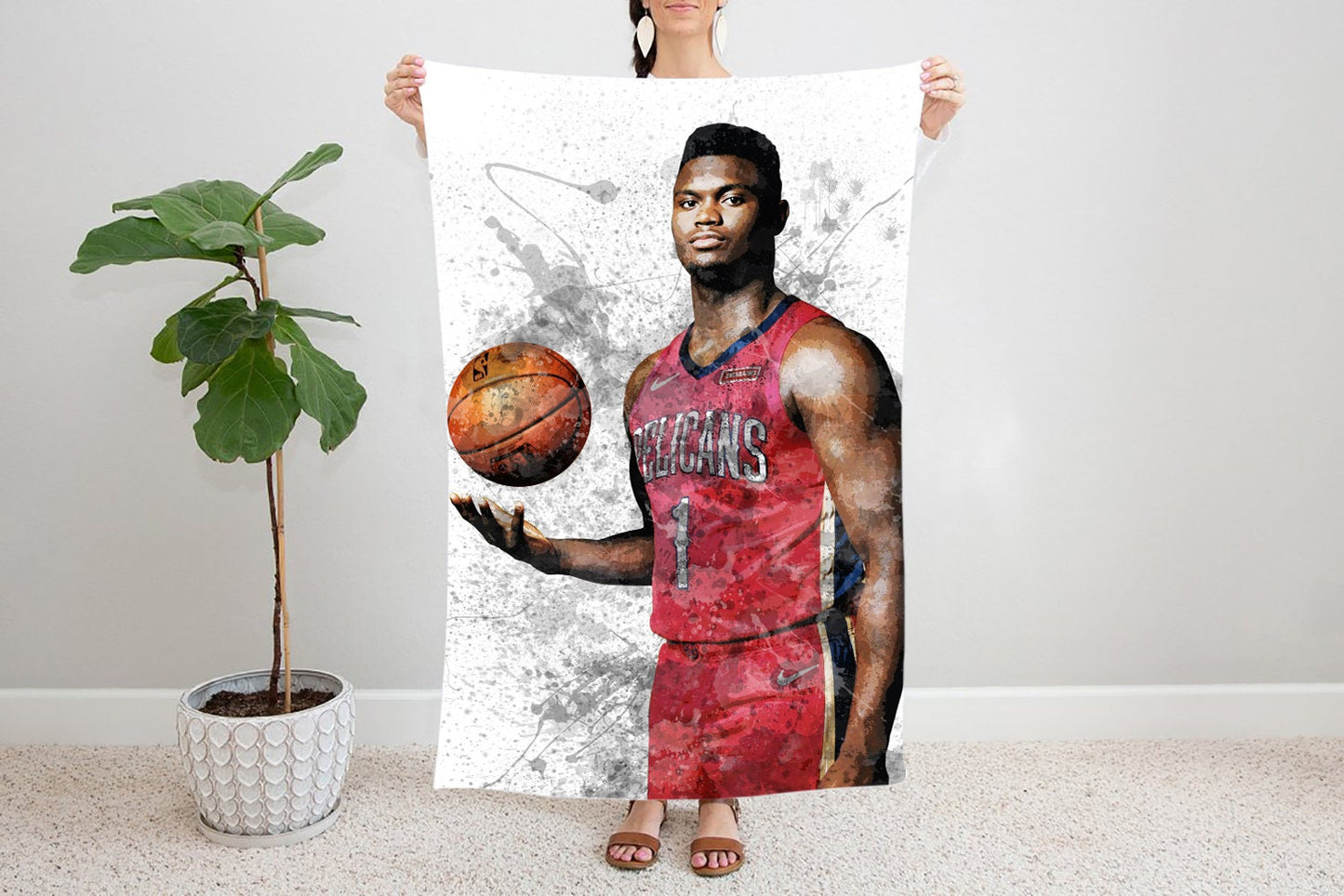 Zion Williamson Splash Effect Fleece Blanket 