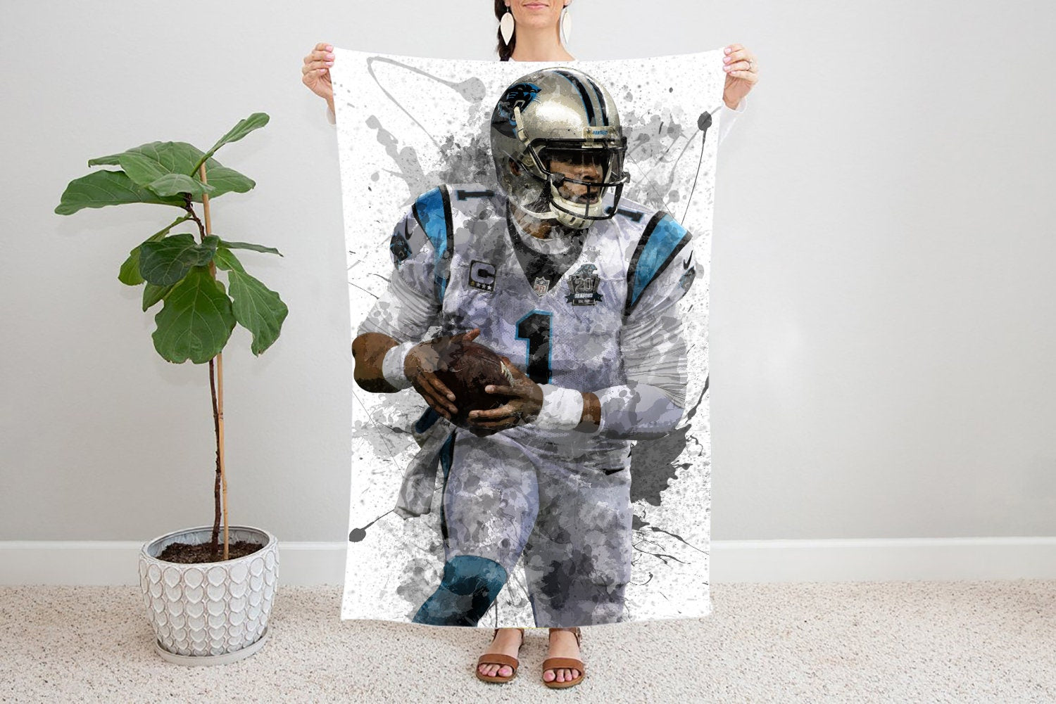 Cam Newton Splash Effect Fleece Blanket 