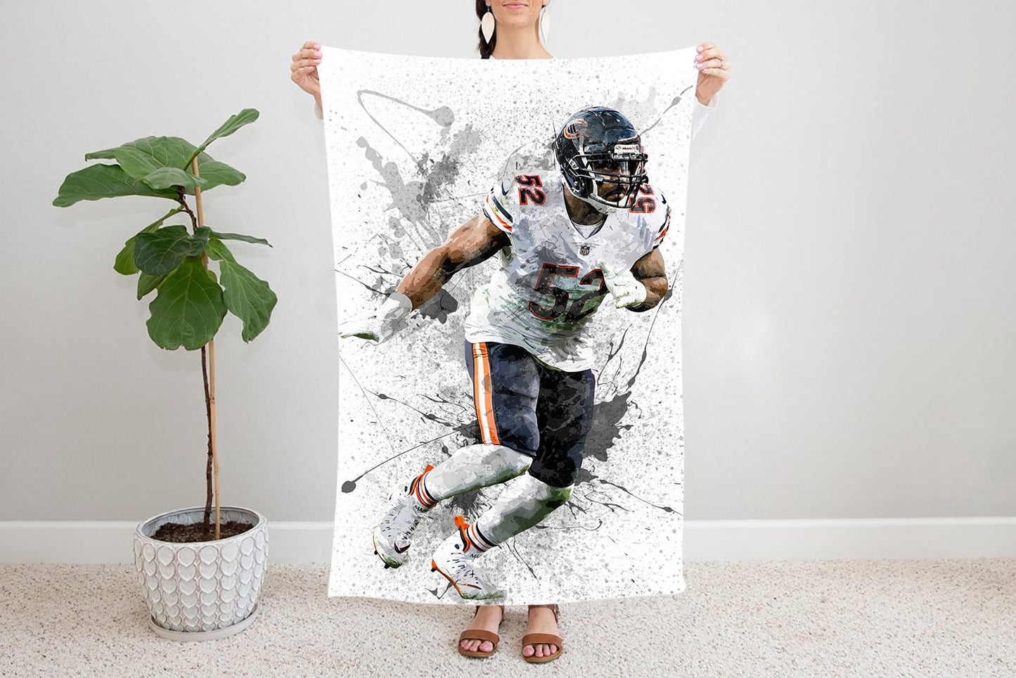 Khalil Mack Splash Effect Fleece Blanket 