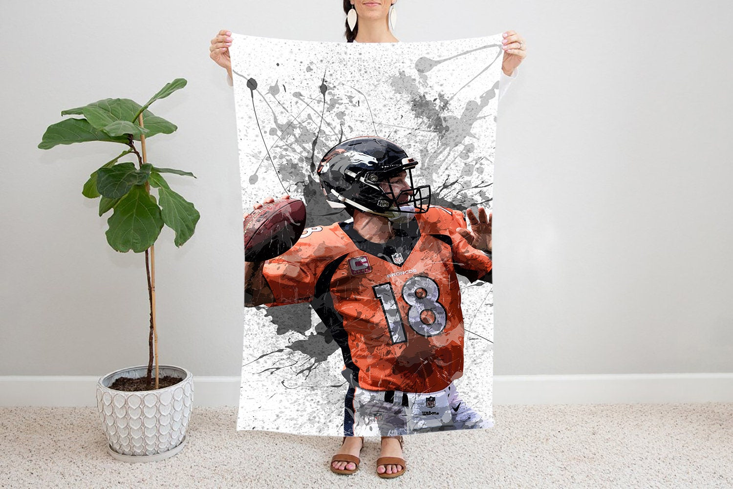 Peyton Manning Splash Effect Fleece Blanket 
