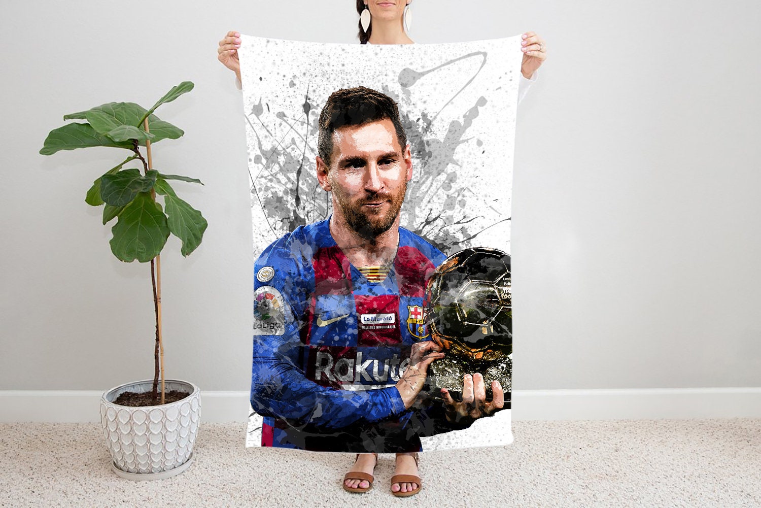 Lionel Messi Splash Effect Fleece Blanket Messi 10 