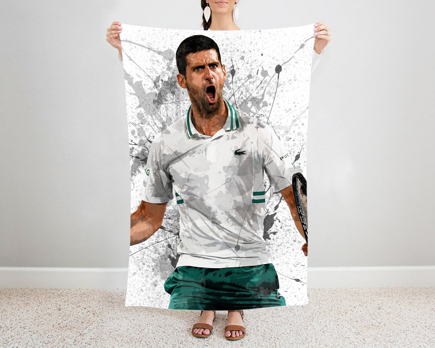 Novak Djokovic Splash Effect Fleece Blanket 