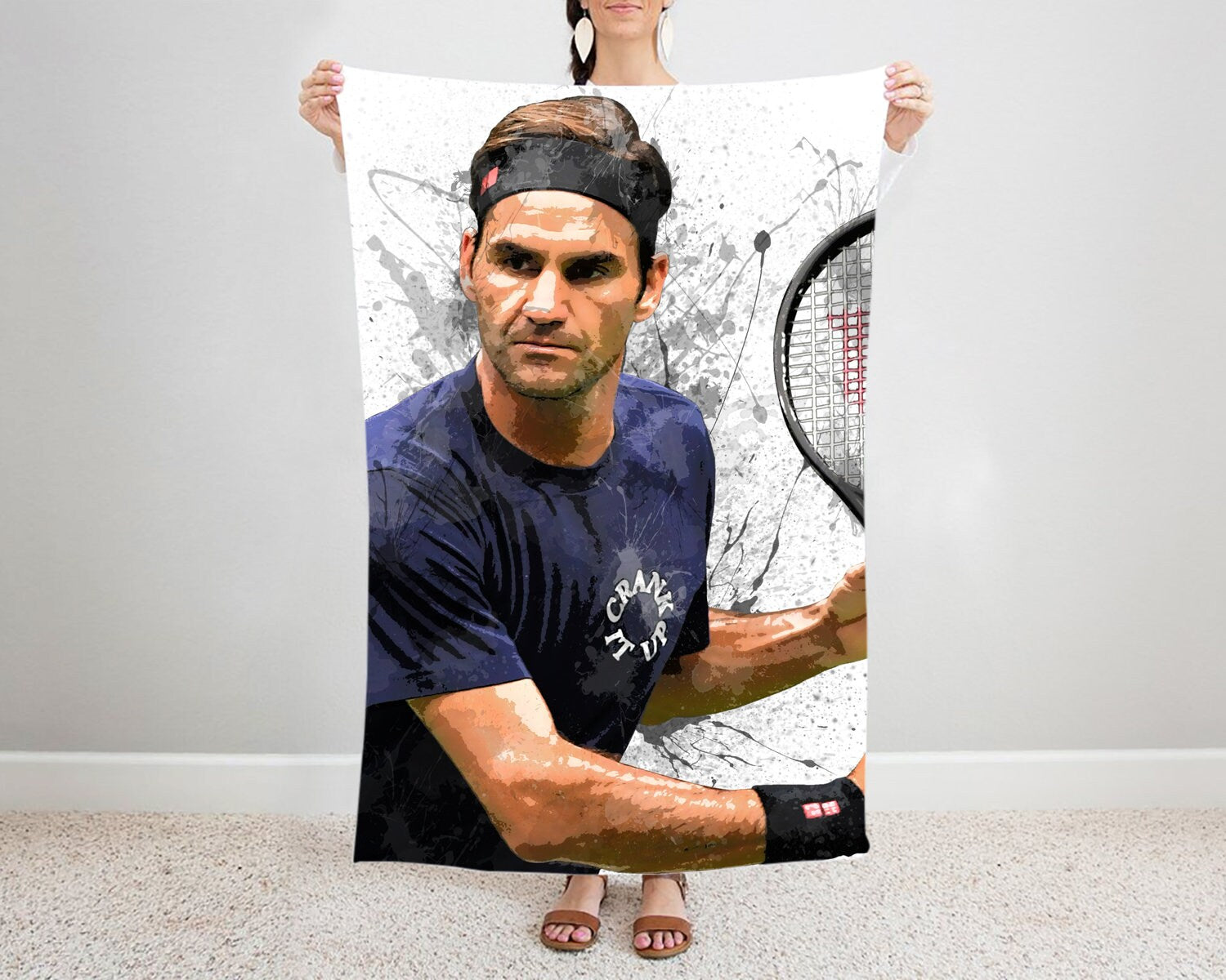 Roger Federer Splash Effect Fleece Blanket 