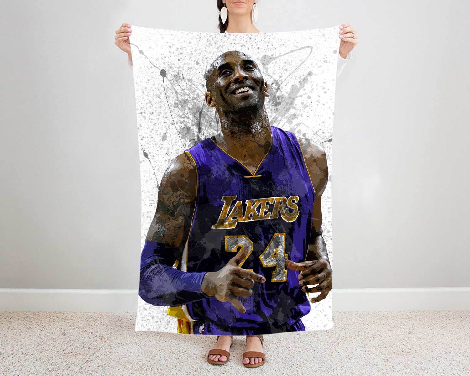 Kobe Bryant Splash Effect Fleece Blanket Style 1 