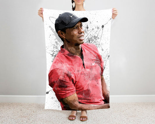 Tiger Woods Splash Effect Fleece Blanket Style 1