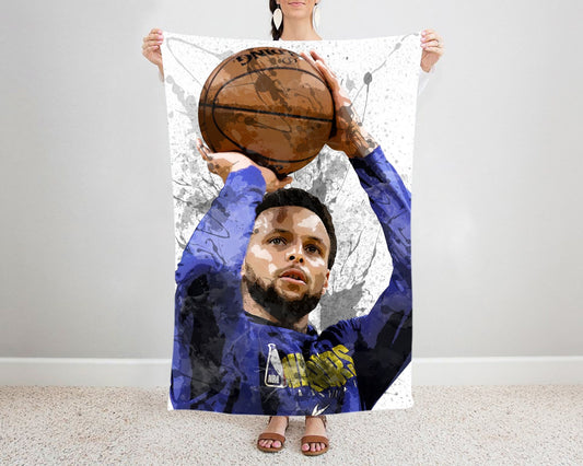 Stephen Curry Splash Effect Fleece Blanket Basketball Player 