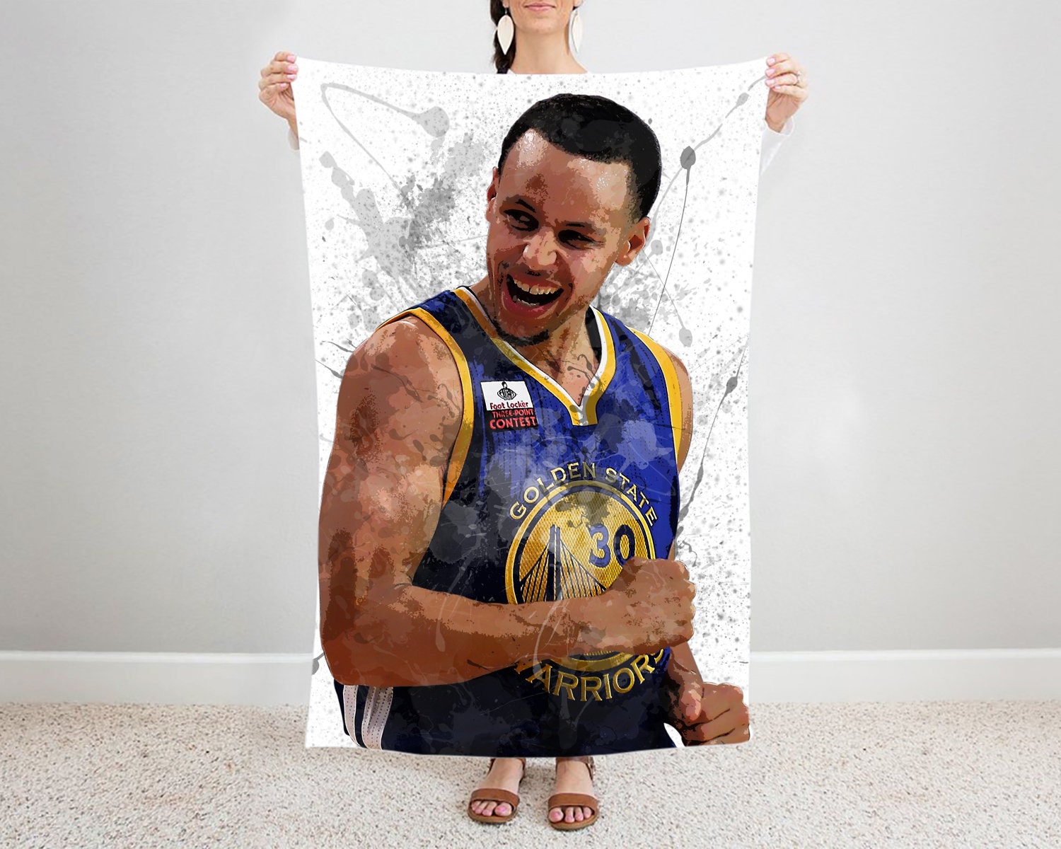 Stephen Curry Celebration Splash Effect Fleece Blanket 