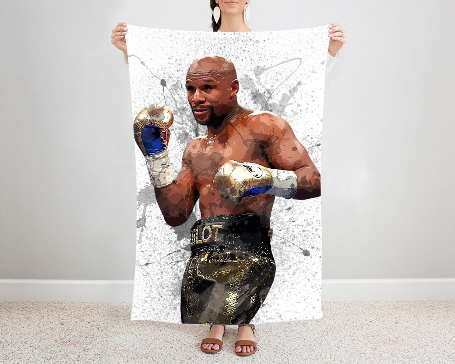 Floyd Mayweather Knockout Splash Effect Fleece Blanket 