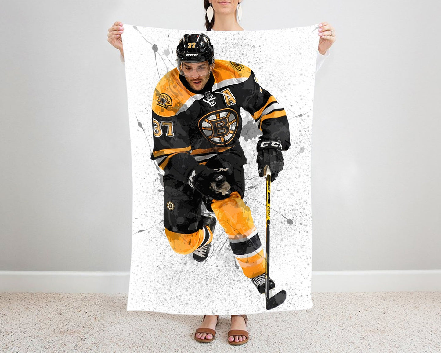 Patrice Bergeron Splash Effect Fleece Blanket Style 1 